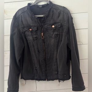 Ashley Stewart Black Distressed Denim Jacket in size 14/17. Great condition!